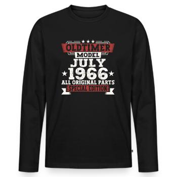 Oldtimer Juli 1966 56. Geburtstag Geschenk Herren - Männer Premium Bio Langarmshirt - Schwarz - Vorne - Nico (187cm)