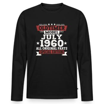 Oldtimer Juillet 1960 62ème Anniversaire Cadeau Hommes - T-shirt manches longues Premium bio Homme - noir - Devant - Nico (187cm)