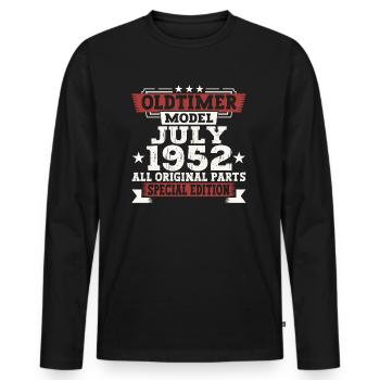Oldtimer Juillet 1952 70e anniversaire Cadeau Hommes - T-shirt manches longues Premium bio Homme - noir - Devant - Nico (187cm)