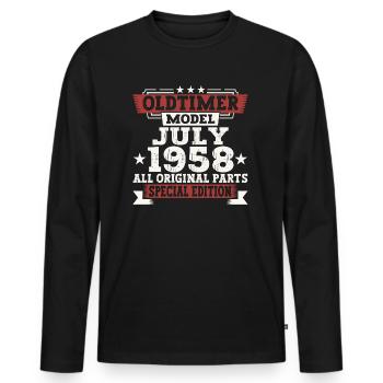 Oldtimer Juillet 1958 64ème Anniversaire Cadeau Hommes - T-shirt manches longues Premium bio Homme - noir - Devant - Nico (187cm)