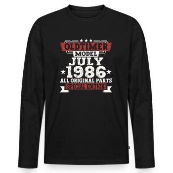 Oldtimer Juli 1986 36. Geburtstag Geschenk Herren - Männer Premium Bio Langarmshirt - Schwarz - Vorne - Nico (187cm)