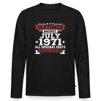 Oldtimer July 1971 51st Birthday Gift Men - Men's Premium Organic Long Sleeve Shirt - black - Front - Nico (187cm)