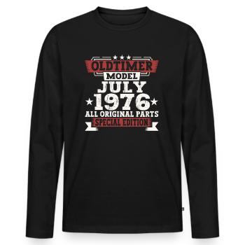Oldtimer Juli 1976 46. Geburtstag Geschenk Herren - Männer Premium Bio Langarmshirt - Schwarz - Vorne - Nico (187cm)