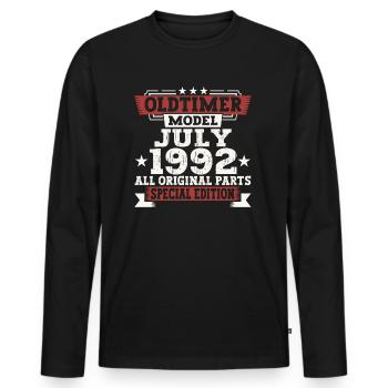 Oldtimer Juillet 1992 30ème Anniversaire Cadeau Hommes - T-shirt manches longues Premium bio Homme - noir - Devant - Nico (187cm)