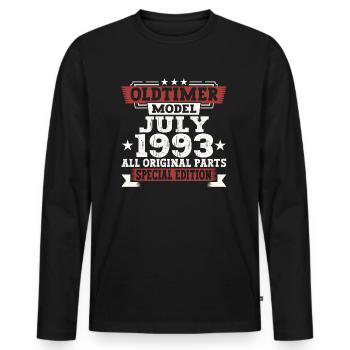 Oldtimer Juli 1993 29. Geburtstag Geschenk Herren - Männer Premium Bio Langarmshirt - Schwarz - Vorne - Nico (187cm)