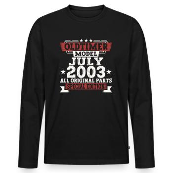 Oldtimer Juli 2003 19. Geburtstag Geschenk Herren - Männer Premium Bio Langarmshirt - Schwarz - Vorne - Nico (187cm)