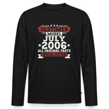 Oldtimer Juli 2006 16. Geburtstag Geschenk Herren - Männer Premium Bio Langarmshirt - Schwarz - Vorne - Nico (187cm)