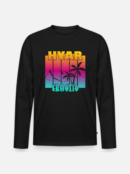 Hvar Croatia - Men's Premium Organic Long Sleeve Shirt - black