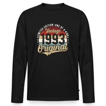 1993 Naissance vintage Anniversaire Rétro - T-shirt manches longues Premium bio Homme - noir - Devant - Nico (187cm)