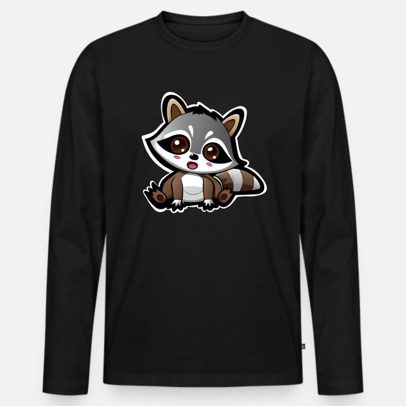 Waschbär - Männer Premium Bio Langarmshirt - Schwarz