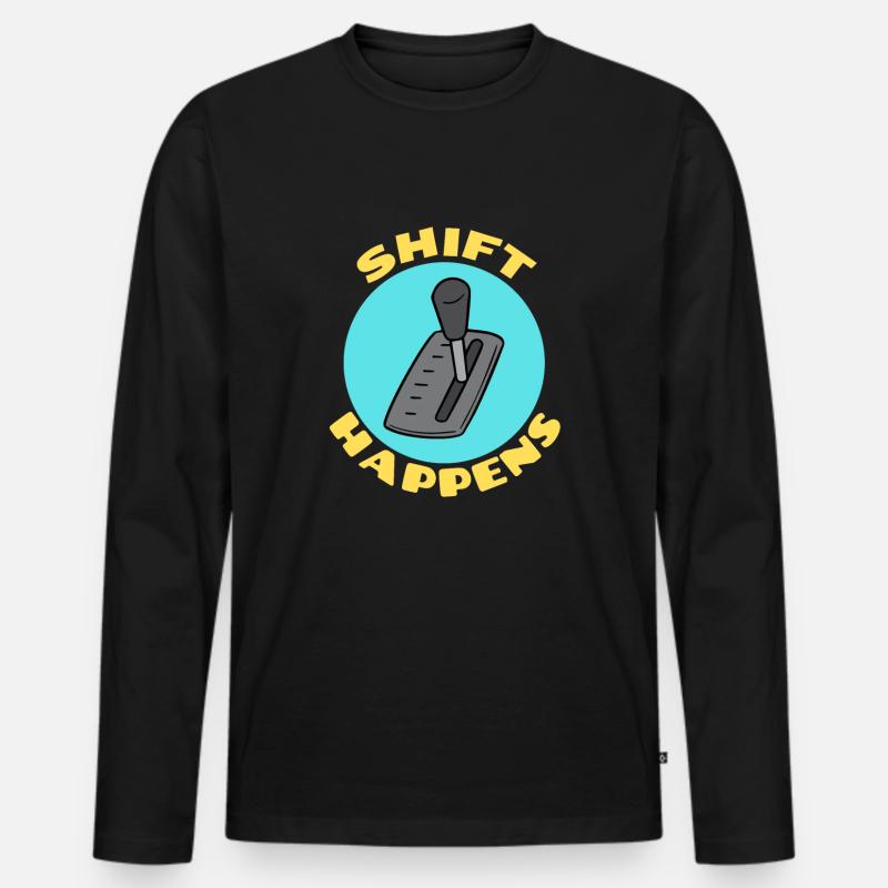 Verschiebung geschieht | Auto-Wortspiel - Männer Premium Bio Langarmshirt - Schwarz
