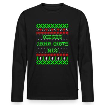 Lustiger Ugly Sweater Weihnachten X-Mas Geschenk - Männer Premium Bio Langarmshirt - Schwarz - Vorne - Nico (187cm)