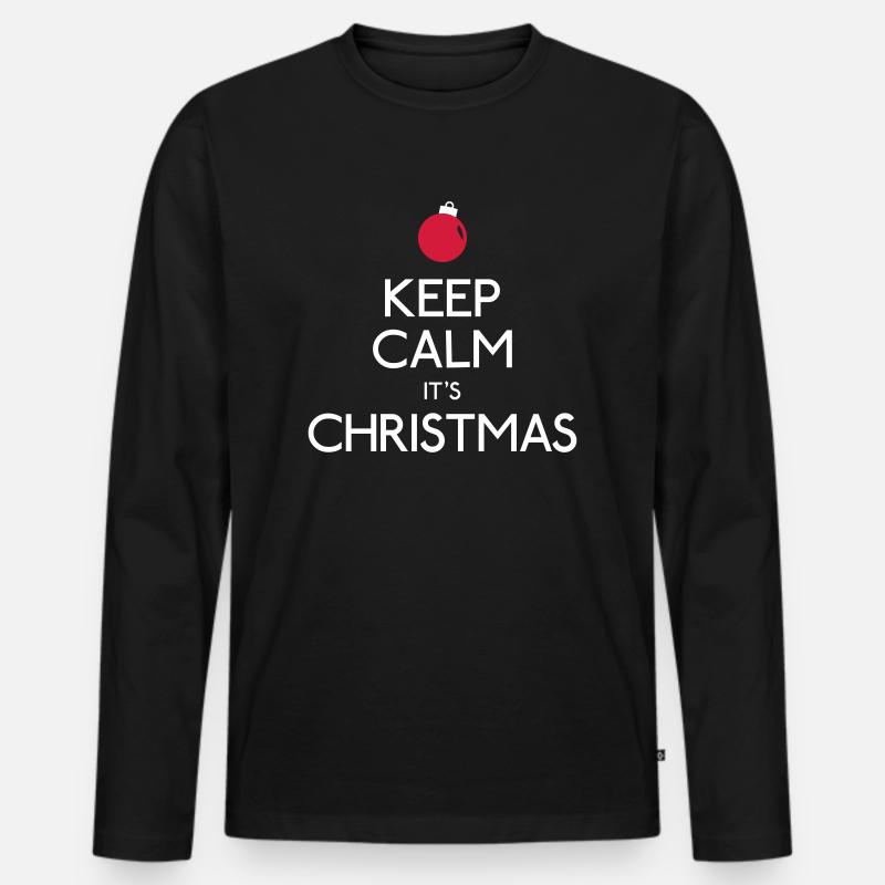 Keep Calm Christmas - Männer Premium Bio Langarmshirt - Schwarz