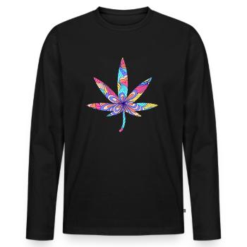 Kiffen Gras Kiffer Cannabis 420 Cannabisblatt - Männer Premium Bio Langarmshirt - Schwarz - Vorne - Nico (187cm)