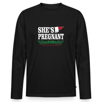 Noël enceinte - T-shirt manches longues Premium bio Homme - noir - Devant - Nico (187cm)