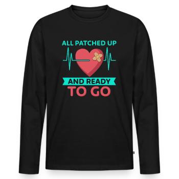 Heart surgery survived, we can go - Men's Premium Organic Long Sleeve Shirt - black - Front - Nico (187cm)