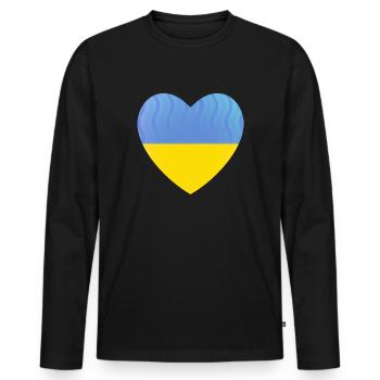 Ukraine Cœur Paix Liberté Poutine - T-shirt manches longues Premium bio Homme - noir - Devant - Nico (187cm)