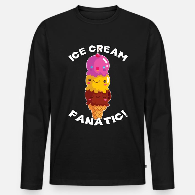 Eiscreme-Fanatiker! - Männer Premium Bio Langarmshirt - Schwarz