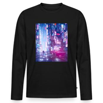 Vaporwave Anime Japan Cyber vaporwave - Männer Premium Bio Langarmshirt - Schwarz - Vorne - Nico (187cm)