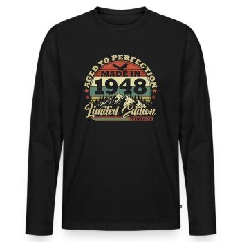 1948 Naissance Vintage Geburtstg Retro - T-shirt manches longues Premium bio Homme - noir - Devant - Nico (187cm)
