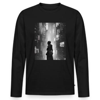 Vaporwave Anime Japan Cyber sci fi - Männer Premium Bio Langarmshirt - Schwarz - Vorne - Nico (187cm)