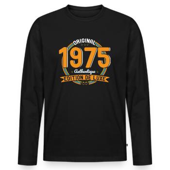 Anniversaire 50 ans - Original 1975 Authentique - T-shirt manches longues Premium bio Homme - noir - Devant - Nico (187cm)