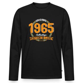 Anniversaire 60 ans - Original 1965 Authentique - T-shirt manches longues Premium bio Homme - noir - Devant - Nico (187cm)