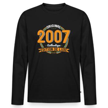 Anniversaire 18 ans - Original 2007 Authentique - T-shirt manches longues Premium bio Homme - noir - Devant - Nico (187cm)