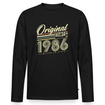 1986 Vintage Vintage Rétro Cadeau d’anniversaire - T-shirt manches longues Premium bio Homme - noir - Devant - Nico (187cm)