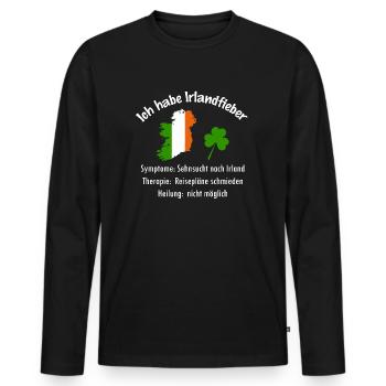 Irlandfieber - Irland - reisen - Geschenk - Urlaub - Männer Premium Bio Langarmshirt - Schwarz - Vorne - Nico (187cm)