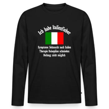 Italienfieber - Italien - Urlaub - Geschenk - Männer Premium Bio Langarmshirt - Schwarz - Vorne - Nico (187cm)
