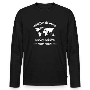 T-Shirt Reisen, Abenteuer - Männer Premium Bio Langarmshirt - Schwarz - Vorne - Nico (187cm)