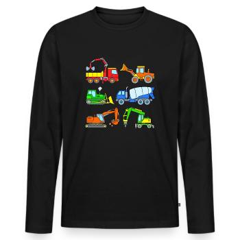 Excavators and Co - vehicles on the construction site - Men's Premium Organic Long Sleeve Shirt - black - Front - Nico (187cm)