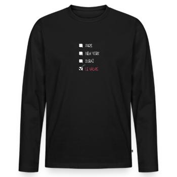 le valais - T-shirt manches longues Premium bio Homme - noir - Devant - Nico (187cm)