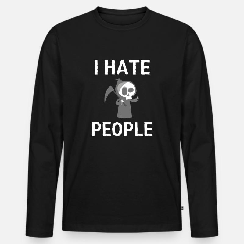 I hate People Sensenmann Sarkasmus sense - Männer Premium Bio Langarmshirt - Schwarz