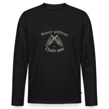 Nerver without my chain saw - T-shirt manches longues Premium bio Homme - noir - Devant - Nico (187cm)