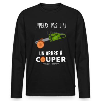 Bûcheron, papa charpentier humour passion du bois - T-shirt manches longues Premium bio Homme - noir - Devant - Nico (187cm)