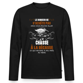 Chasser la bécasse tirer la bécasse - T-shirt manches longues Premium bio Homme - noir - Devant - Nico (187cm)