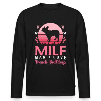 Homme que j’aime Français Bulldogs Chien Frenchi Retro - T-shirt manches longues Premium bio Homme - noir - Devant - Nico (187cm)