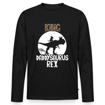 Familie Daddysaurus - Männer Premium Bio Langarmshirt - Schwarz - Vorne - Nico (187cm)