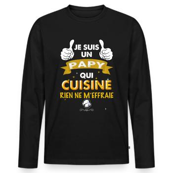 Je Suis Un Papy Qui Cuisine - T-shirt manches longues Premium bio Homme - noir - Devant - Nico (187cm)