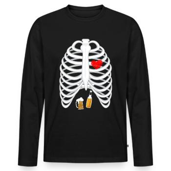 21 - Biere skeleton 2.png - Men's Premium Organic Long Sleeve Shirt - black - Front - Nico (187cm)