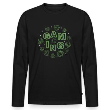 gaming-scene-green - Männer Premium Bio Langarmshirt - Schwarz - Vorne - Nico (187cm)