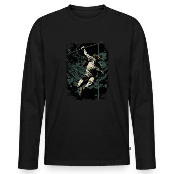 Stabhochspringer in Aktion - Männer Premium Bio Langarmshirt - Schwarz - Vorne - Nico (187cm)