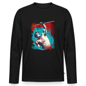 Stabhochspringer in Aktion - Männer Premium Bio Langarmshirt - Schwarz - Vorne - Nico (187cm)