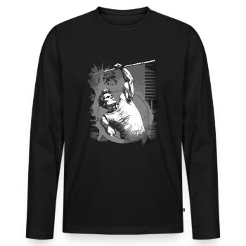 Perchiste noir et blanc - T-shirt manches longues Premium bio Homme - noir - Devant - Nico (187cm)