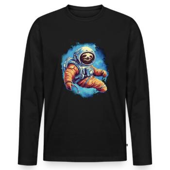 Faultier im All - Männer Premium Bio Langarmshirt - Schwarz - Vorne - Nico (187cm)