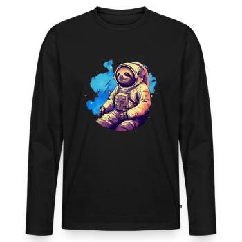 Faultier im All - Männer Premium Bio Langarmshirt - Schwarz - Vorne - Nico (187cm)