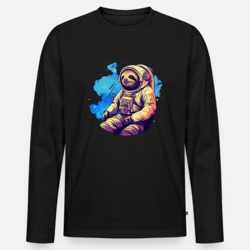 Faultier im All - Männer Premium Bio Langarmshirt - Schwarz
