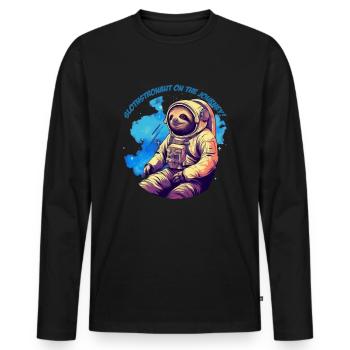 Faultier im All mit Schriftzug - Männer Premium Bio Langarmshirt - Schwarz - Vorne - Nico (187cm)